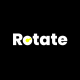 Rotate Magazine Logo White and Yellow Text on Black Baground