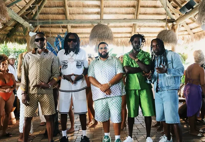 L-R [Bounty Killer, Vybz Kartel, DJ Khaled, Buju Banton & Mavado